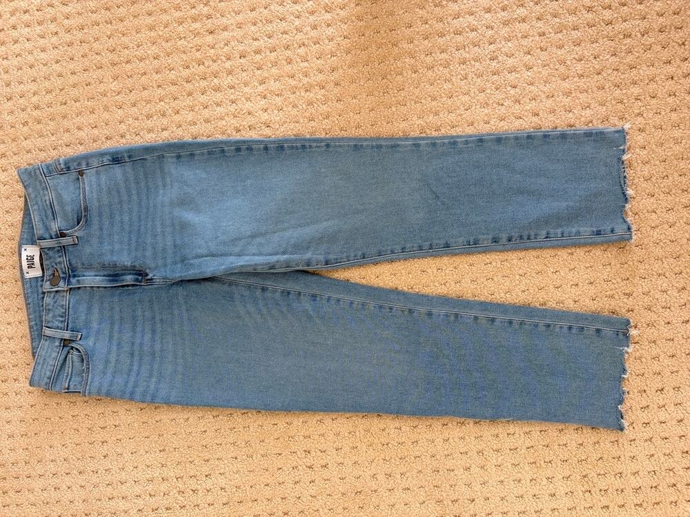 PAIGE Hoxton Slim Crop Jeans 28 Raw Hem High Rise
